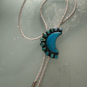 HML Crescent Stone Bolo Tie Necklace